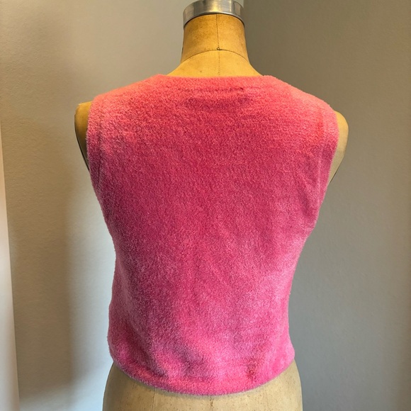 Alice + Olivia- SZ M Hot Pink Fuzzy Crop Top - Picture 2 of 6